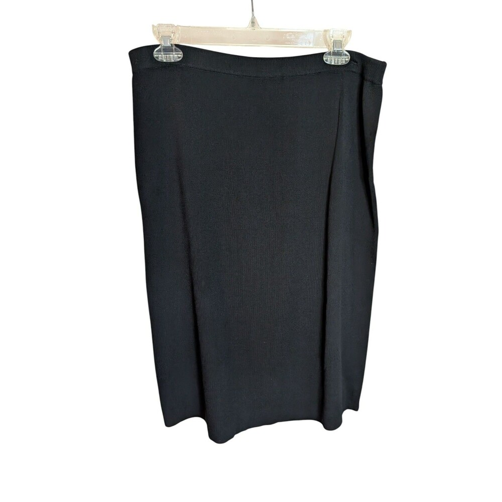 XL Black Straight Skirt - Ribbed Knit Rayon Stretch - Grace Dane Lewis